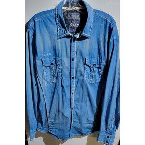 Vintage Roar Mens Long Sleeve Button Down Shirt Blue Size XL
